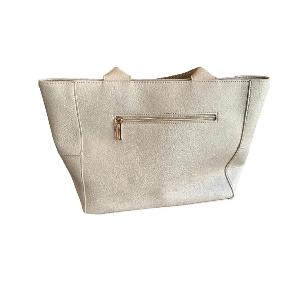 Woven Tote Vegan Leather Shoulder Handbag in Blush